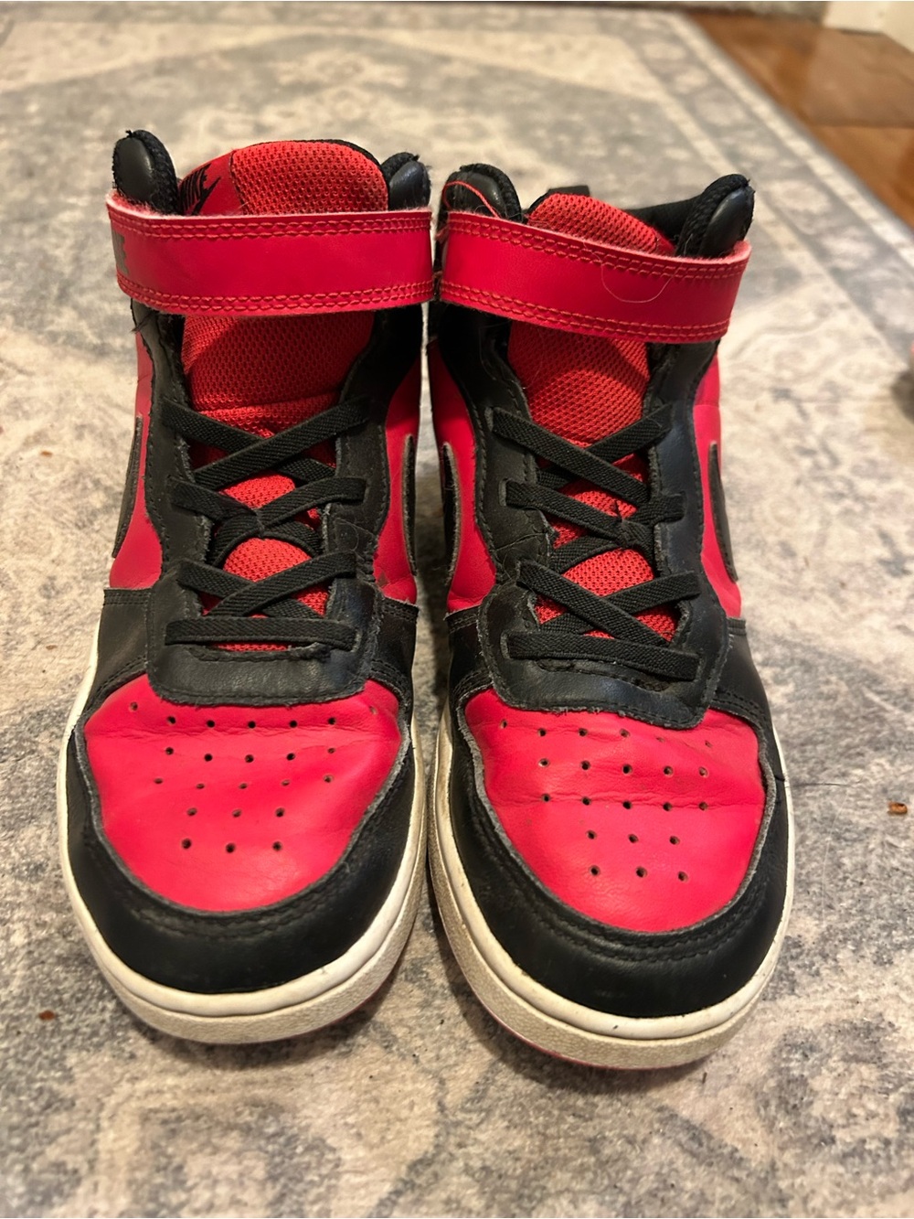 Nike Kids Red and Black High-Top Sneakers